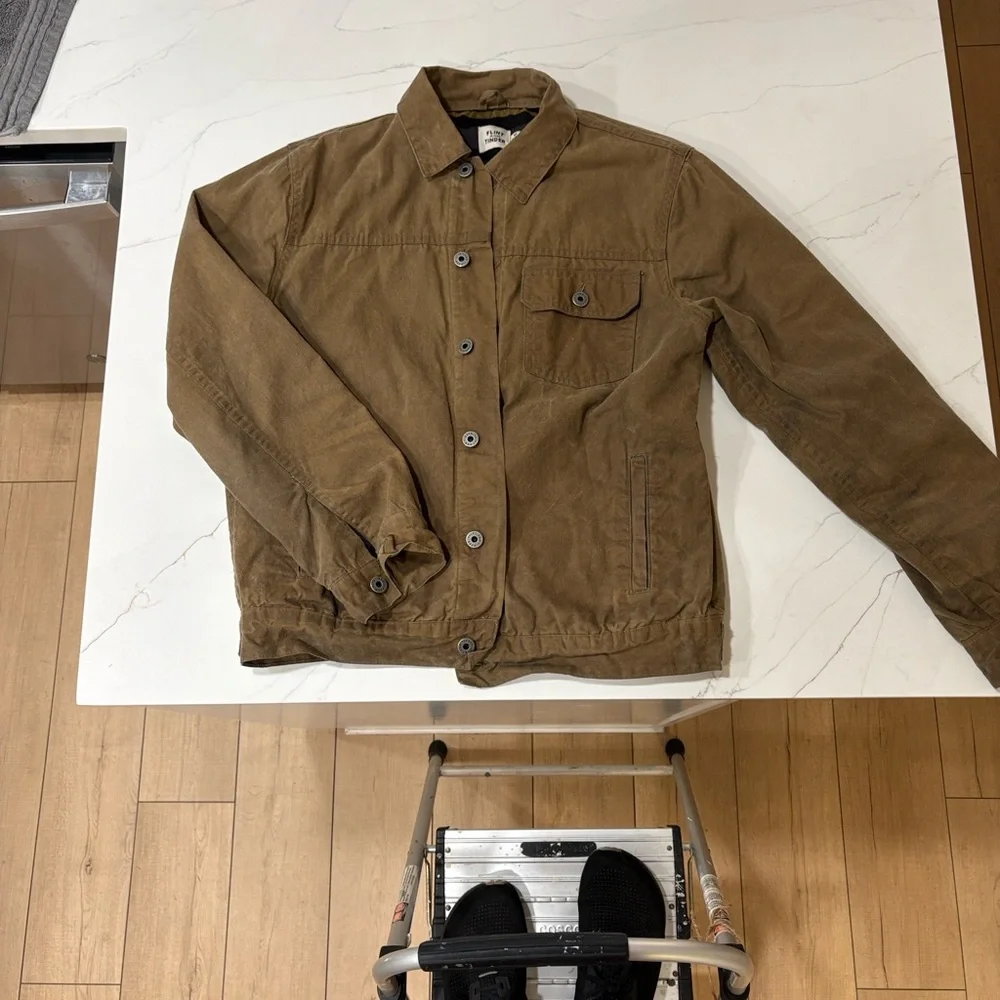 Huckberry Brown Shirt Jacket with Striped Interior - Picture 4 of 7